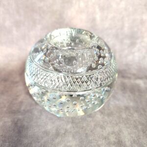Thomas Webb Controlled Bubbles Crystal Glass Match Safe Striker Holder 3" x 3.75